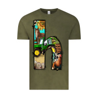Vintage Olive farm life alphabet lowercase letters h Vintage Tee - BundleAndBundleShop