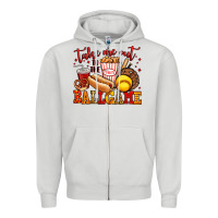 Dove Grey take me out to the ball game softball Zipper Hoodie - Jasminsmagicworld
