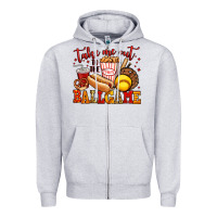 Heather Grey take me out to the ball game softball Zipper Hoodie - Jasminsmagicworld
