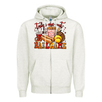 Oatmeal Heather take me out to the ball game softball Zipper Hoodie - Jasminsmagicworld