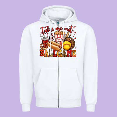 Take Me Out To The Ball Game Softball Zipper Hoodie Designed By Jasminsmagicworld