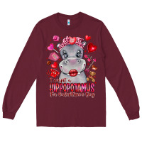 Burgundy i want hippopotamus for valentines day Long Sleeve Tee - CowhideDigitalArt