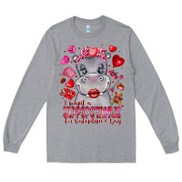 Heather Grey i want hippopotamus for valentines day Long Sleeve Tee - CowhideDigitalArt