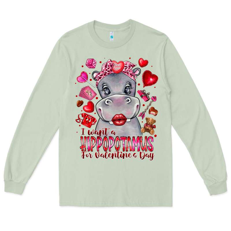 I Want Hippopotamus For Valentines Day Long Sleeve Tee by CowhideDigitalArt | Teevron