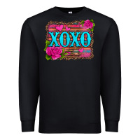 Black xoxo valentine's day pink roses and hearts Premium Sweatshirt - Jasminsmagicworld