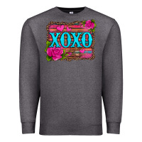 Charcoal Heather xoxo valentine's day pink roses and hearts Premium Sweatshirt - Jasminsmagicworld