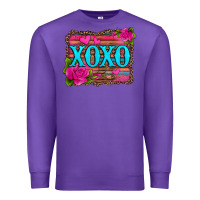 Purple xoxo valentine's day pink roses and hearts Premium Sweatshirt - Jasminsmagicworld