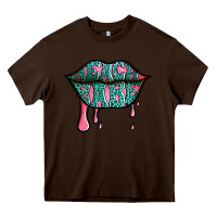 Chocolate Brown beach babe leopard lips Heavy Core Tee - Jasminsmagicworld