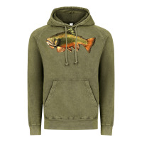 Vintage Olive leaping brook trout Vintage Hoodie - LillyAllenDesigns