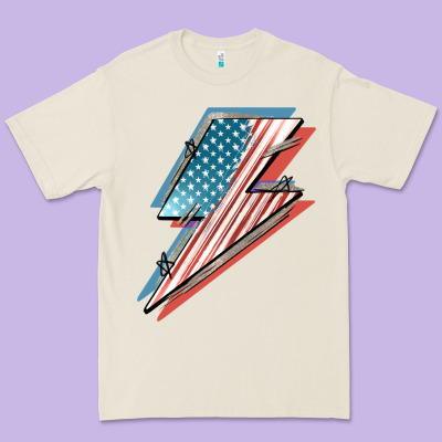 American Flag Lightning Bolt 4th Of July Premium Tee Designed By Fadigitalartstudio
