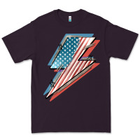 Plum American flag lightning bolt 4th of july Premium Tee - FaDigitalArtStudio
