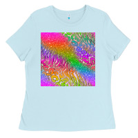 Baby Blue neon glitter leopard seamless pattern Ladies Tee - BundleAndBundleShop