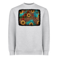 Heather Grey christmas sunflowers and buffalo plaid background Heavyweight Sweatshirt - Jasminsmagicworld