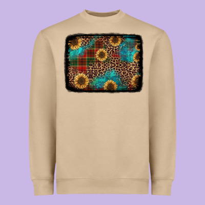 Christmas Sunflowers And Buffalo Plaid Background Heavyweight Sweatshirt Designed By Jasminsmagicworld