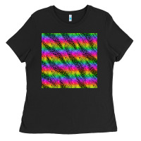 Black neon rainbow leopard zebra seamless pattern Ladies Tee - BundleAndBundleShop