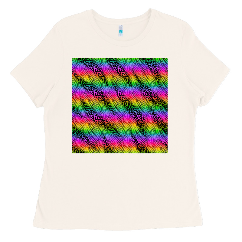 Neon Rainbow Leopard Zebra Seamless Pattern Ladies Tee by BundleAndBundleShop | Teevron