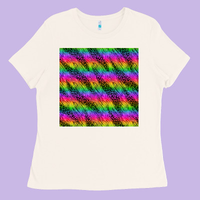 Neon Rainbow Leopard Zebra Seamless Pattern Ladies Tee Designed By Bundleandbundleshop