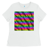 White neon rainbow leopard zebra seamless pattern Ladies Tee - BundleAndBundleShop