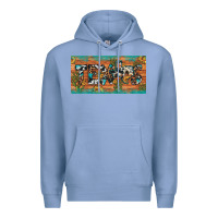 Colony Blue texas sunflower cactus cowhide leopard licence plate Premium Hoodie - Artiststas