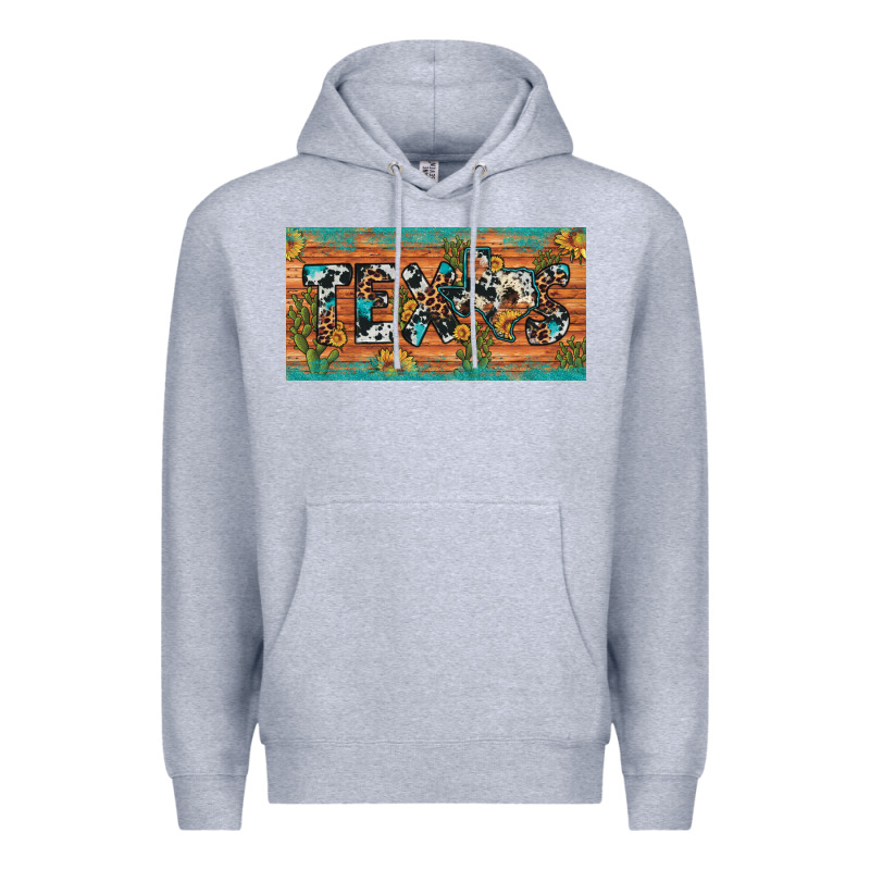 Texas Sunflower Cactus Cowhide Leopard Licence Plate Premium Hoodie by Artiststas | Teevron