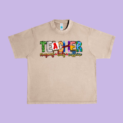 Teacher Cryons Kids Caffeine Urban Heavy Tee Designed By Cowhidedigitalart