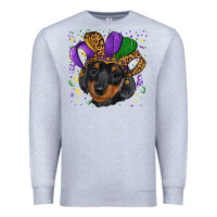 Heather Grey mardi gras hat dachshund puppy Premium Sweatshirt - RanaPortraitStore