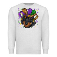 Oatmeal Heather mardi gras hat dachshund puppy Premium Sweatshirt - RanaPortraitStore