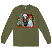 Army Green merry Christmas goat Long Sleeve Tee - CowhideDigitalArt