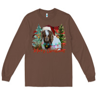 Chestnut merry Christmas goat Long Sleeve Tee - CowhideDigitalArt