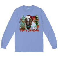 Colony Blue merry Christmas goat Long Sleeve Tee - CowhideDigitalArt