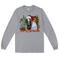 Heather Grey merry Christmas goat Long Sleeve Tee - CowhideDigitalArt