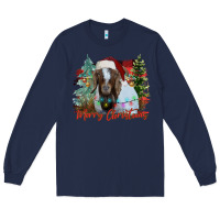 Navy merry Christmas goat Long Sleeve Tee - CowhideDigitalArt