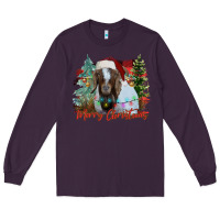 Plum merry Christmas goat Long Sleeve Tee - CowhideDigitalArt