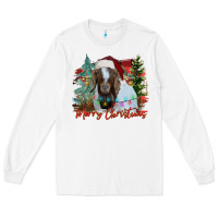 White merry Christmas goat Long Sleeve Tee - CowhideDigitalArt