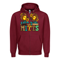 Burgundy calm your mitts softball Zipper Hoodie - Jasminsmagicworld