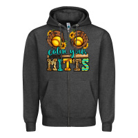 Charcoal Heather calm your mitts softball Zipper Hoodie - Jasminsmagicworld
