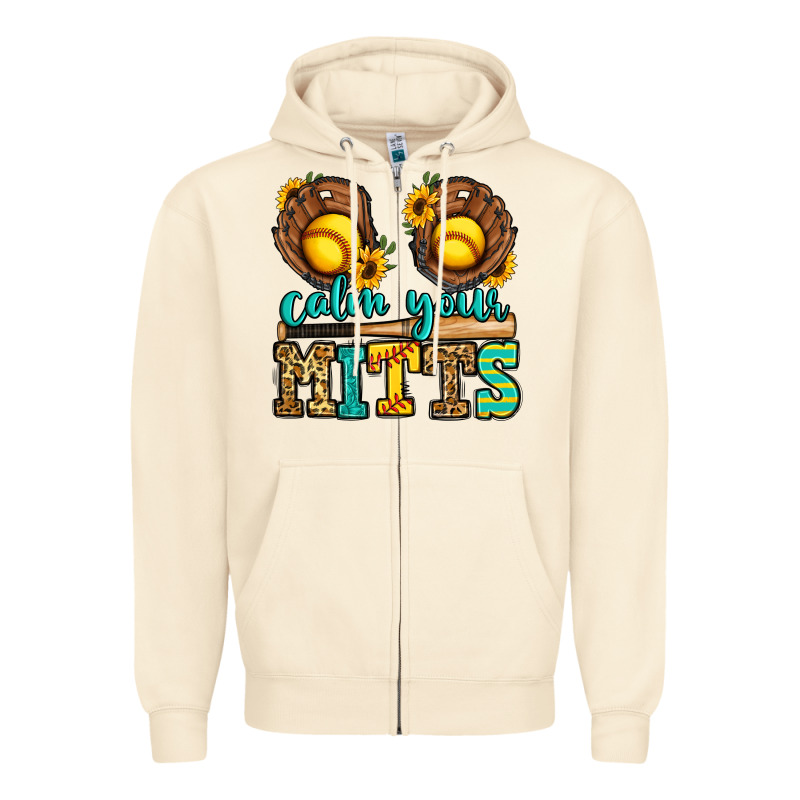 Calm Your Mitts Softball Zipper Hoodie by Jasminsmagicworld | Teevron