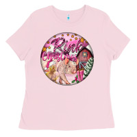 Bubblegum Pink pink christmas pig Ladies Tee - FaDigitalArtStudio
