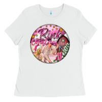 White pink christmas pig Ladies Tee - FaDigitalArtStudio