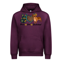 Mauve Wine peace love dachshund Urban Hoodie - RanaPortraitStore