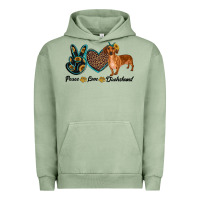 Pigment Oil Green peace love dachshund Urban Hoodie - RanaPortraitStore