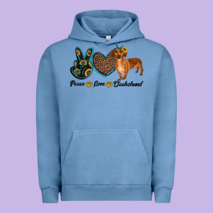 Peace Love Dachshund Urban Hoodie Designed By Ranaportraitstore