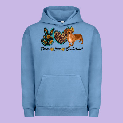 Peace Love Dachshund Urban Hoodie Designed By Ranaportraitstore