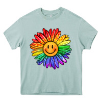 Arona rainbow smiley face sunflower Heavy Core Tee - OliviaCreatesArt