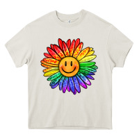 Rainbow Smiley Face Sunflower Heavy Core Tee | Teevron