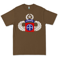 Cacao 82nd Airborne Div Parachutist Wings and Patch - Distressed Premium Tee - baoMotion