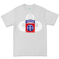 Dove Grey 82nd Airborne Div Parachutist Wings and Patch - Distressed Premium Tee - baoMotion