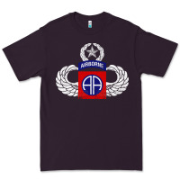 Plum 82nd Airborne Div Parachutist Wings and Patch - Distressed Premium Tee - baoMotion