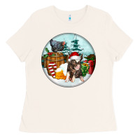 Bone Christmas Pig With Chicken Ladies Tee - FaDigitalArtStudio
