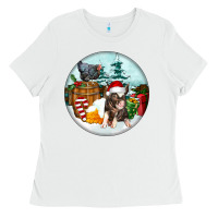 White Christmas Pig With Chicken Ladies Tee - FaDigitalArtStudio